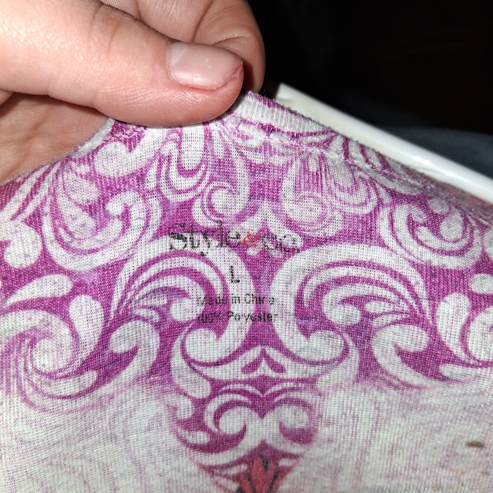 Ruby Rd. Pink and Gray Floral Blouse - Picture 3 of 3